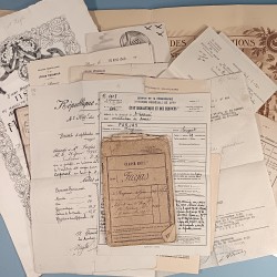 SOUVENIR D'UN CAPORAL DU GENIE ENTRE 1909 ET 1937 LIVRET PAPIER DIPLOMES PHOTOS CERTIFICATS ET PERIODE 1914 1918